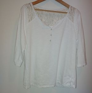 Lane Bryant 3/4 sleeve white cotton blouse sz 14